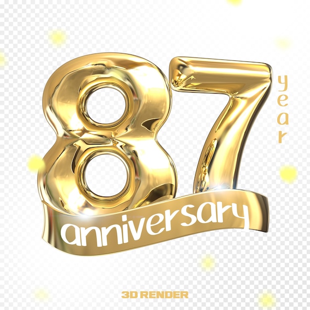 PSD happy anniversary number 3d gold