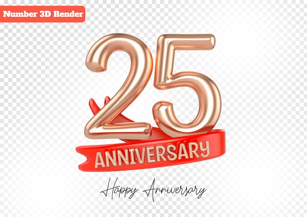 PSD happy anniversary number gold 3d render