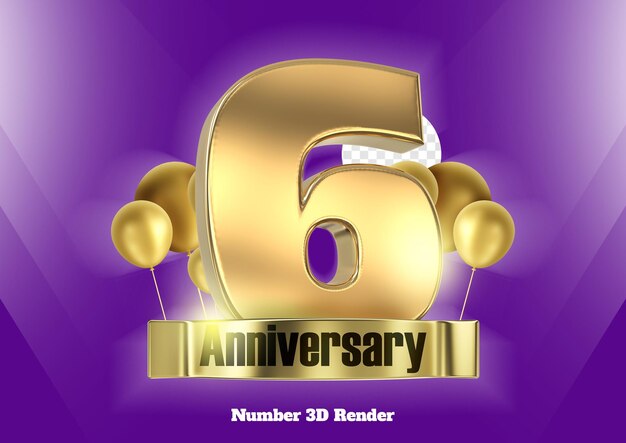 PSD happy anniversary number years gold 3d render