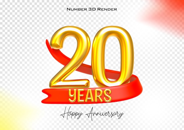 PSD happy anniversary number years gold 3d render