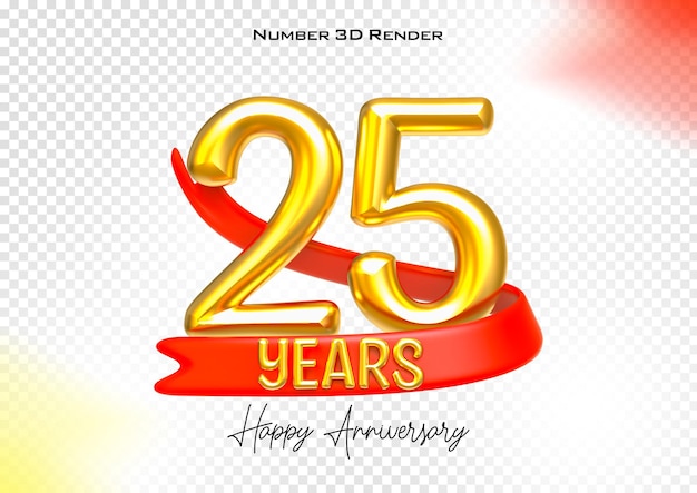 PSD happy anniversary number years gold 3d render