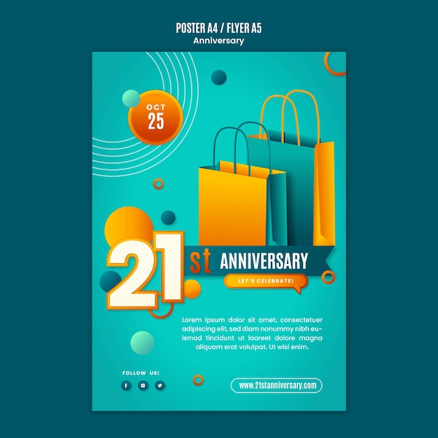 PSD modello di poster di buon anniversario