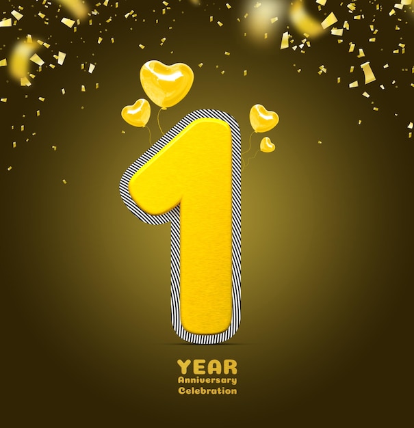 PSD happy anniversary with best 3d render shape i