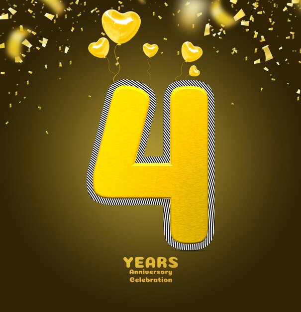 PSD happy anniversary with best 3d render shape iv