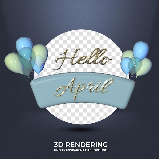 Happy april greeting banner 3d rendering