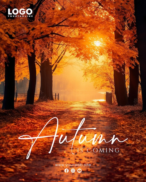 Happy autumn social media post poster