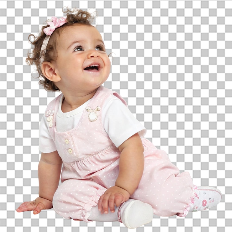 PSD happy baby girl isolated on transparent background