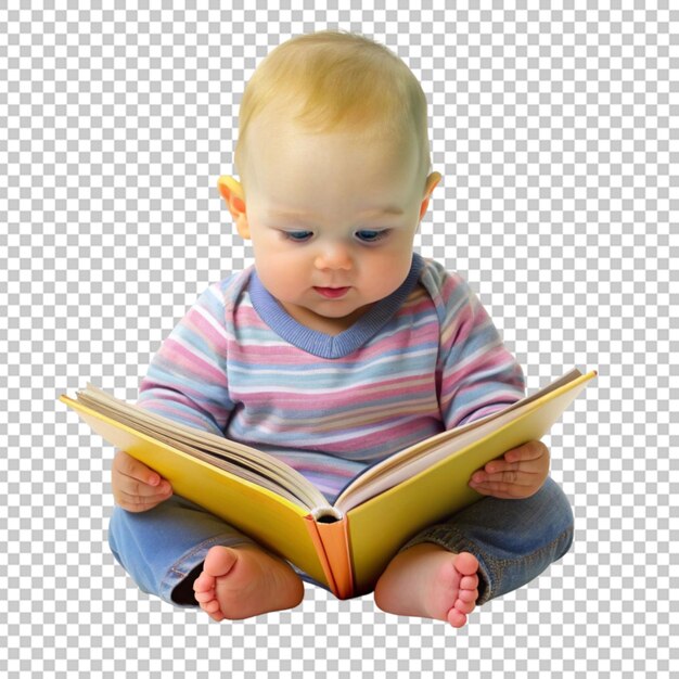 happy baby reading a book
