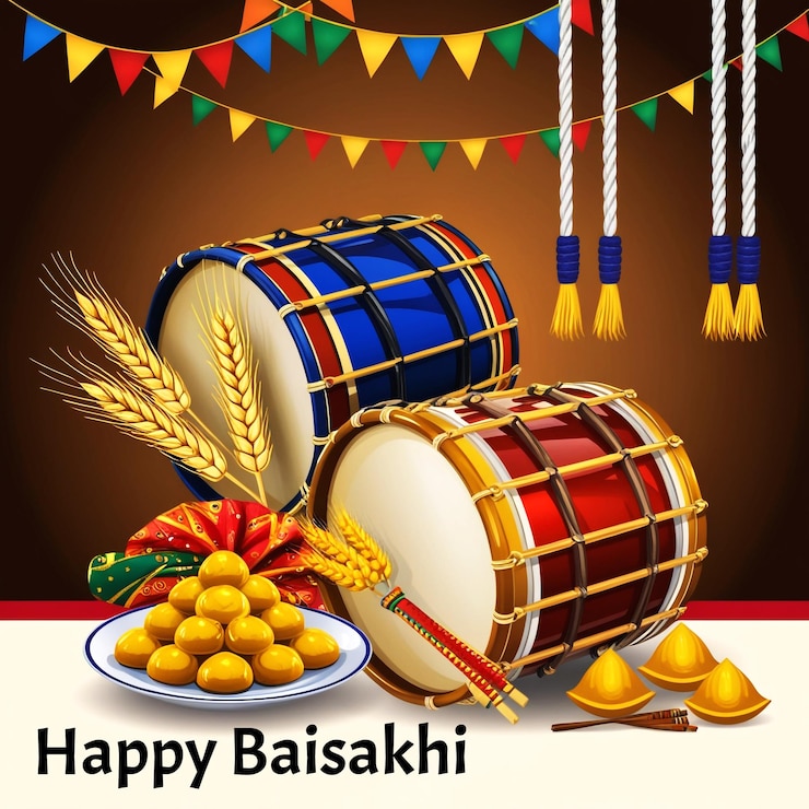 PSD happy baisakhi traditional festival poster design