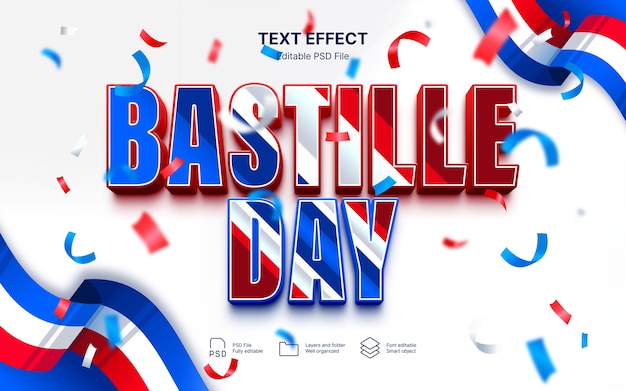 PSD effetto testo di happy bastille day