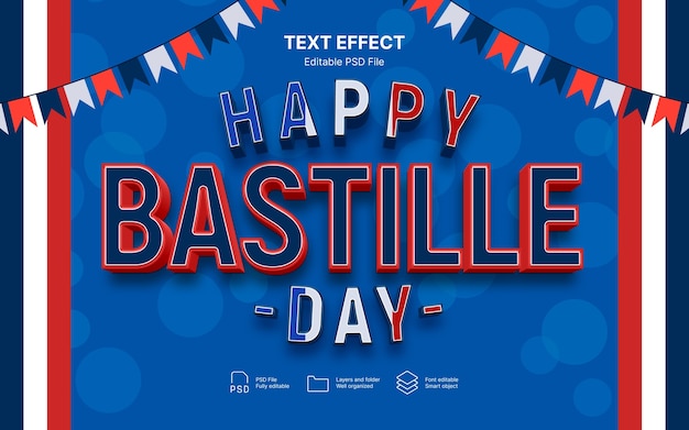 PSD effetto testo di happy bastille day