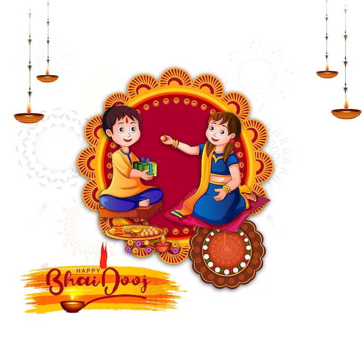 PSD 快乐的bhai dooj印度节日兄弟和妹妹卡