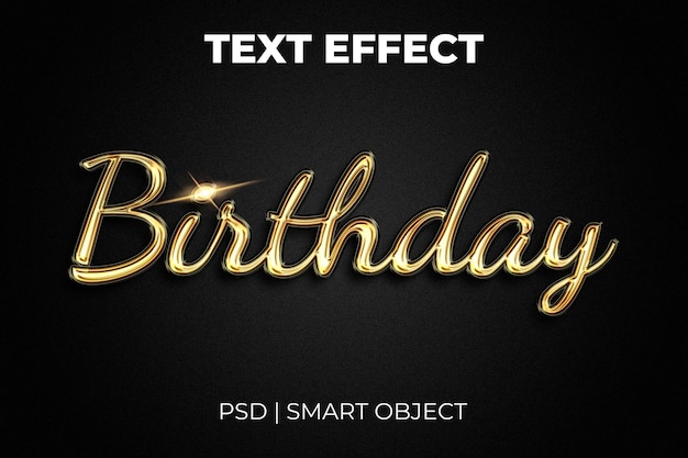 С днем рождения 3d золотой типографский текстовый эффект на черном фоне