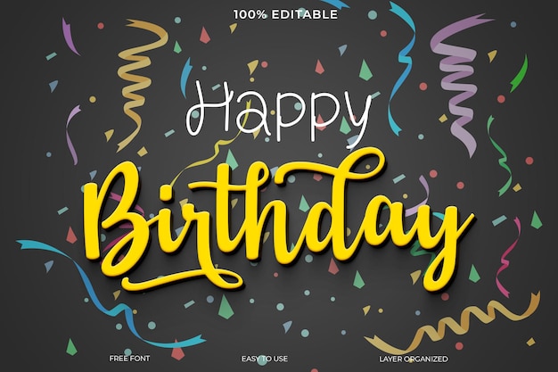 생일 축하 3D 텍스트 효과 스타일