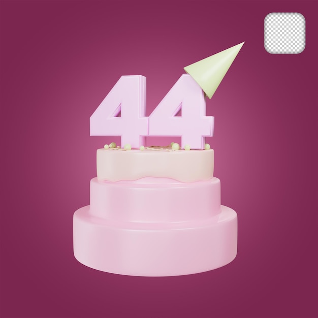 Happy birthday 44 year old 3d illustration