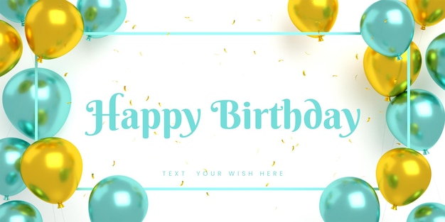 PSD happy birthday banner invitation card for instagram social media post template with frame and text