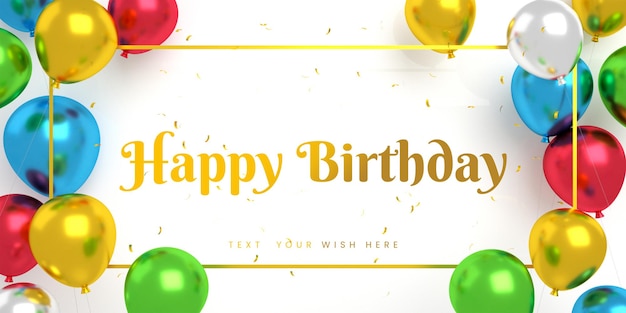 PSD happy birthday banner invitation card for instagram social media post template with frame