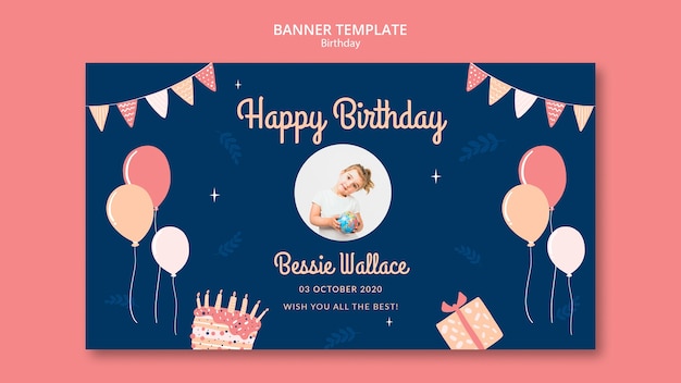 PSD happy birthday banner template