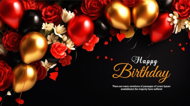 Happy birthday black background with text ai image