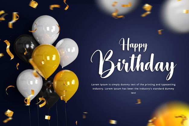 PSD happy birthday celebration banner background with balloon happy birthday social media banner