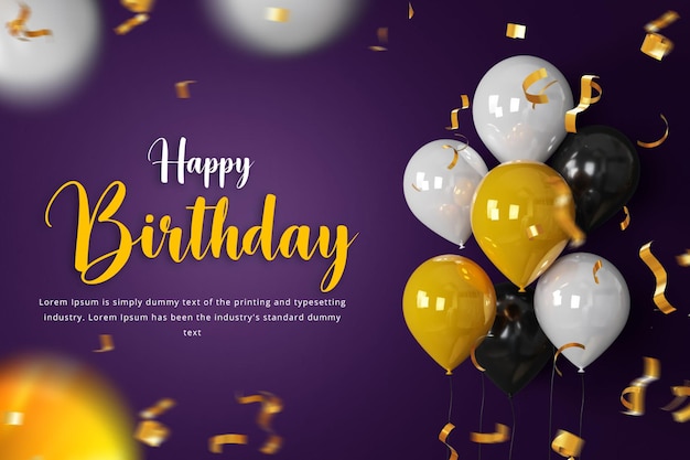 Premium PSD | Happy birthday celebration banner background with balloon ...