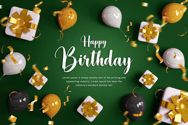 PSD happy birthday celebration banner background with balloon happy birthday social media banner