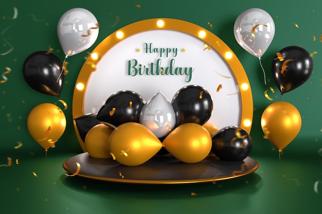 happy birthday celebration banner background with balloon