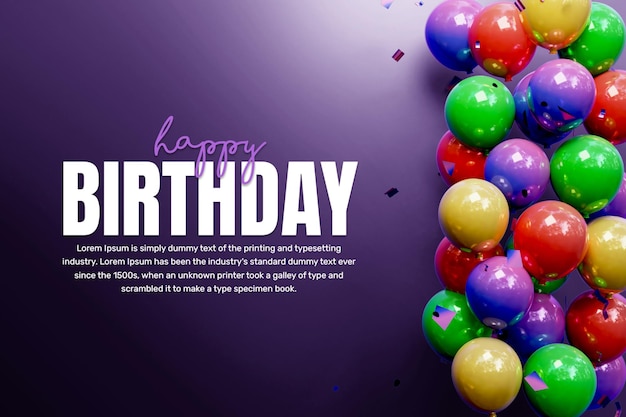 Happy birthday celebration banner background with colorful balloon or birthday social media post