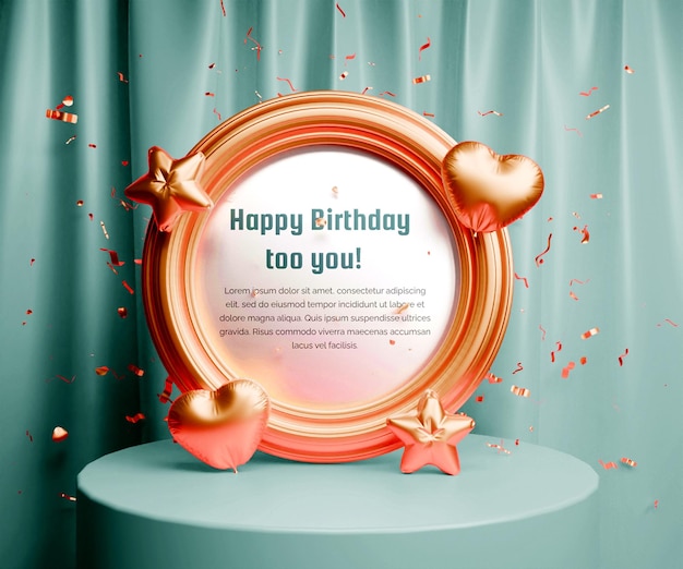 사진 프레임과 함께 생일 축하 배너 템플릿