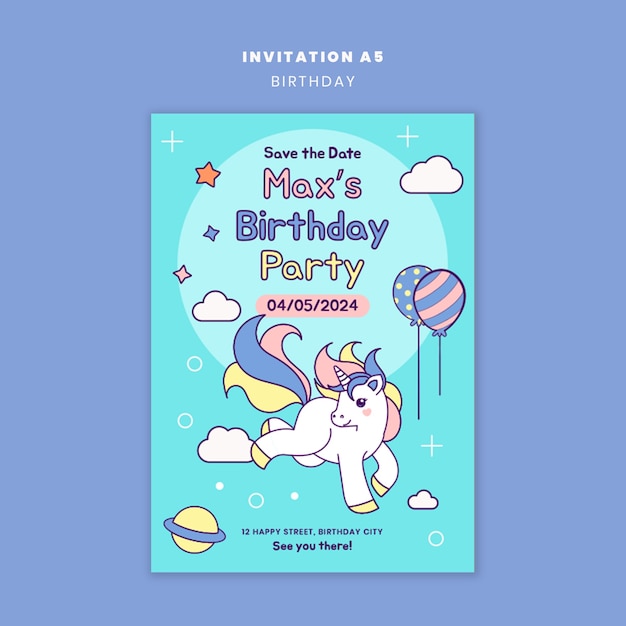 PSD happy birthday celebration invitation template