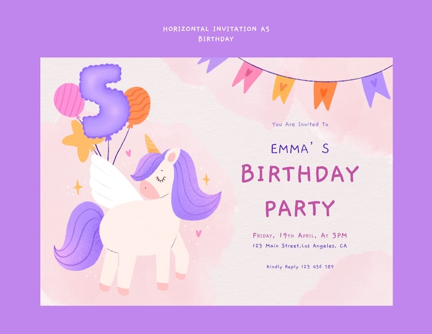 PSD happy birthday celebration invitation template