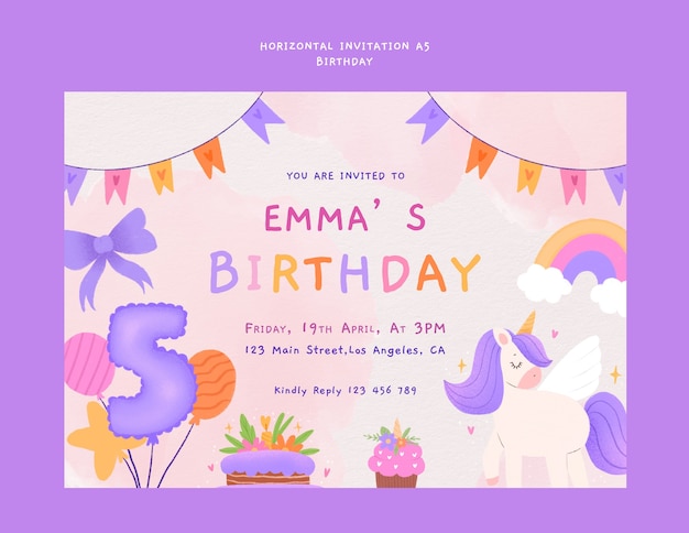 PSD happy birthday celebration invitation template