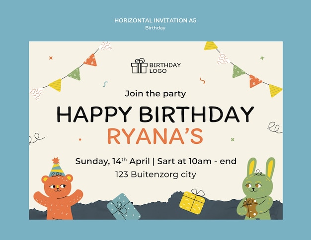 PSD happy birthday celebration invitation template