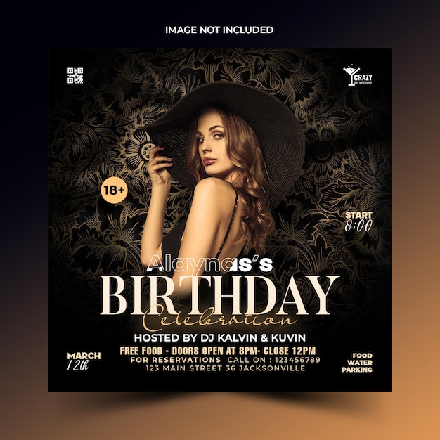 Happy birthday celebration psd flyer design template