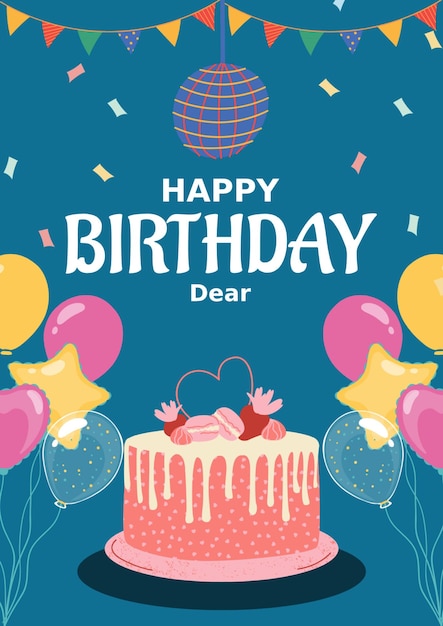 Happy Birthday Celebration Wishing Card PSD