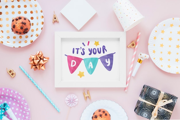 PSD concetto di buon compleanno mock-up