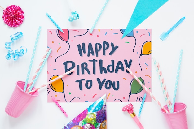 PSD happy birthday concept mock-up