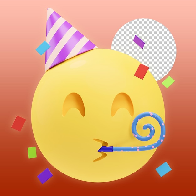 Happy birthday emoticon 3d illustration