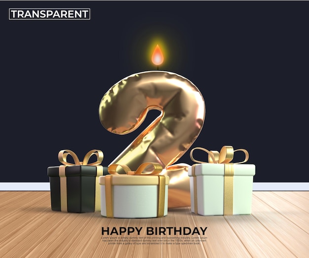happy birthday gold number 2 anniversary design template eps edit easy edit