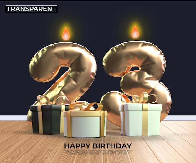 happy birthday gold number 23 anniversary design template eps edit easy edit