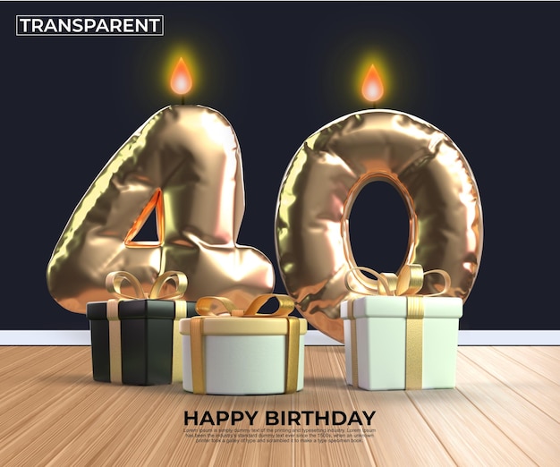 Happy birthday gold number 40 anniversary design template eps edit easy edit