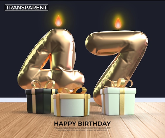 PSD happy birthday gold number 47 anniversary design template eps edit easy edit