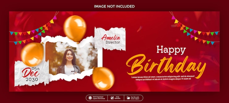 PSD happy birthday greeting celebration facebook banner cover design