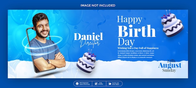 Happy Birthday Greeting Celebration Facebook Banner Cover Design