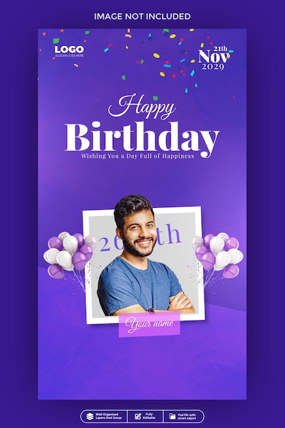 Happy Birthday Greeting Celebration Post Card story template