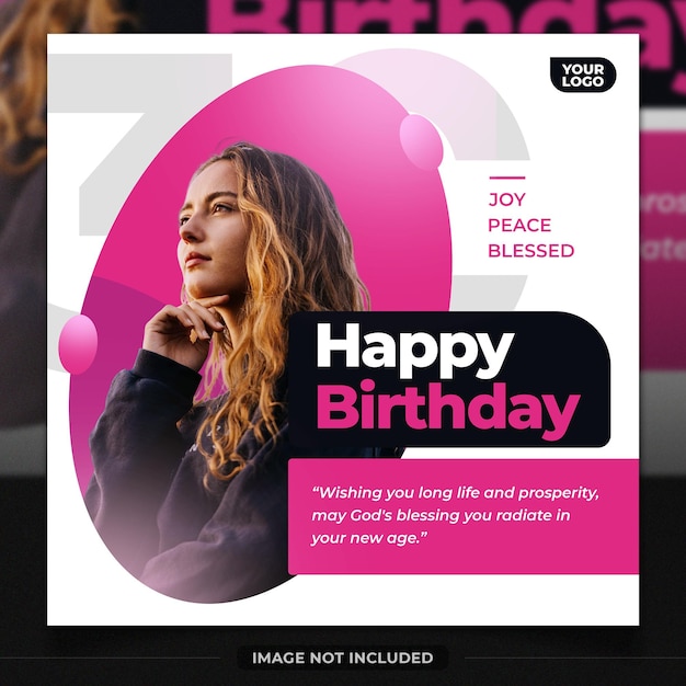 PSD happy birthday greeting instagram post