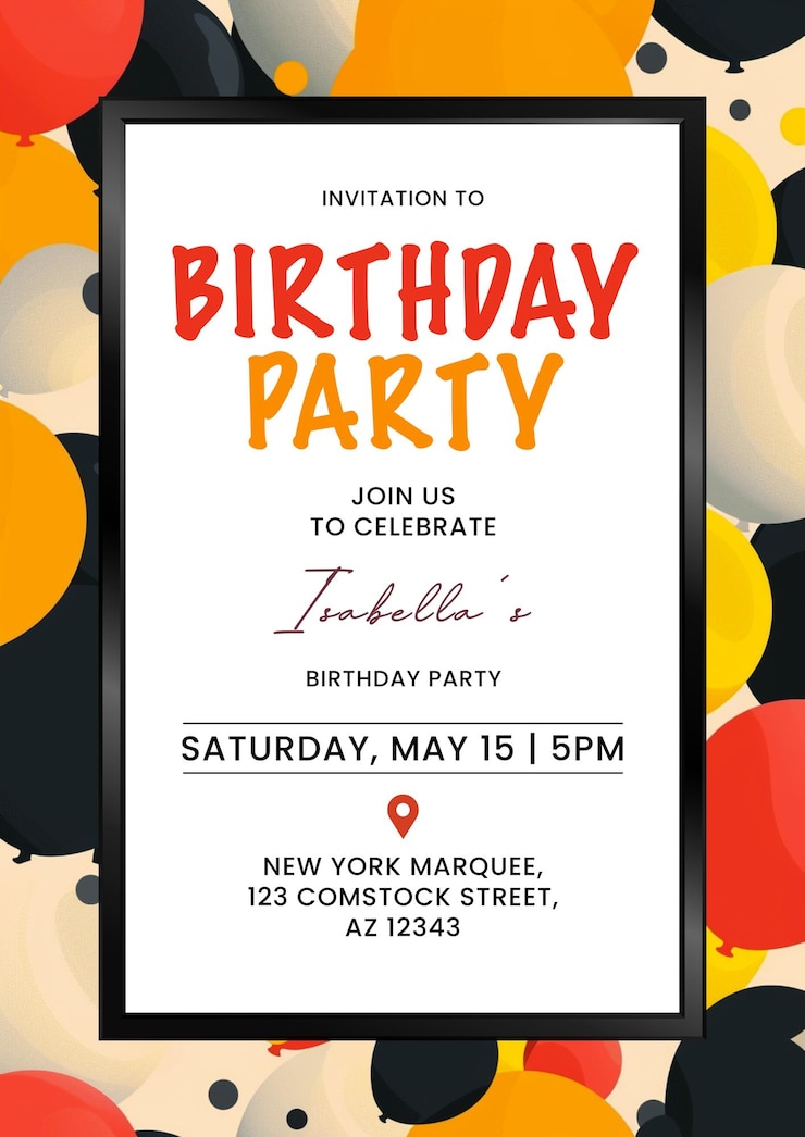 PSD happy birthday invitation poster template with a colorful celebration theme