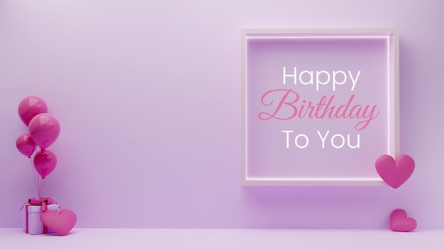 PSD happy birthday landing page 3d render template