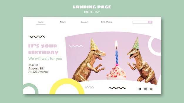 Happy birthday landing page template