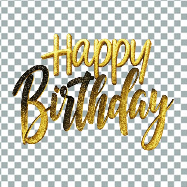 PSD happy birthday lettering with golden letters